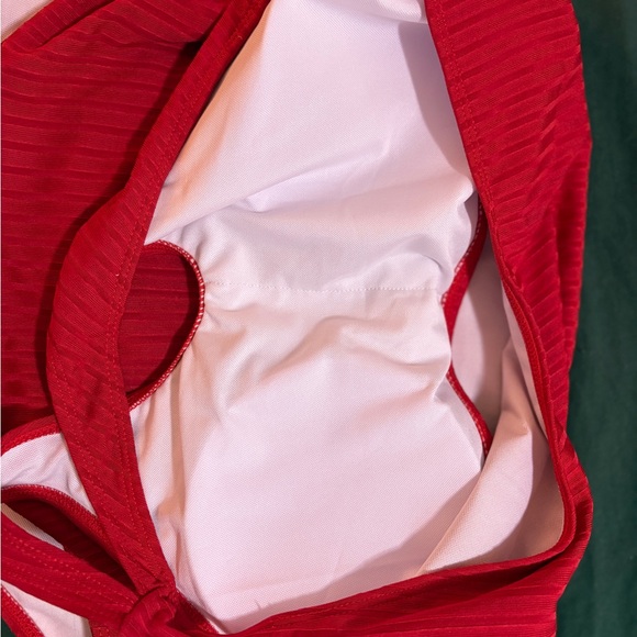 New Shein Red Ribbed Cutout Swimsuit 1X - Picture 4 of 7